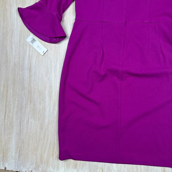NWT Donna Morgan Fuchsia Bell Sleeve Office Cocktail Vibrant Sheath Dress 8 - Picture 12 of 16